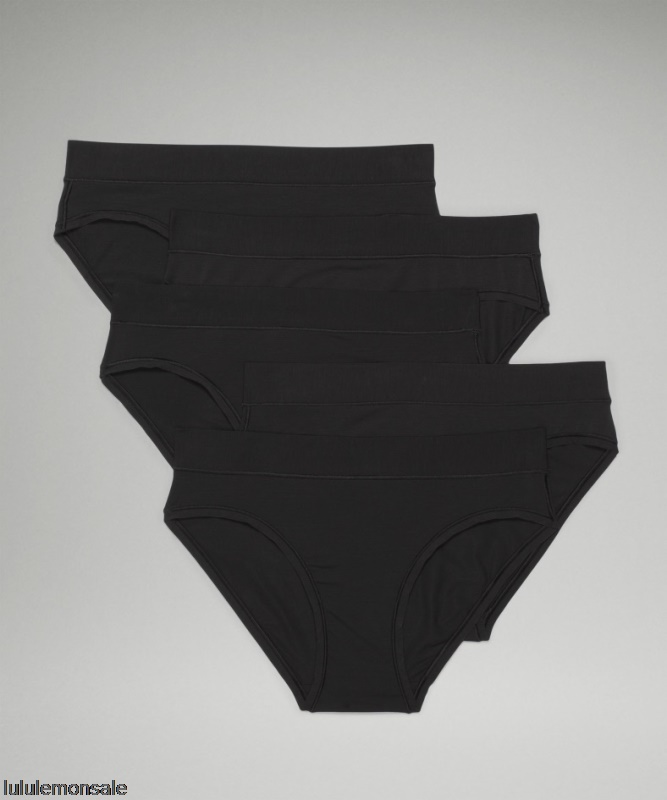 Lululemon Damen DELULU572 | Schwarz Underease Mittelhohe Bikini Unterwäsche 5er Pack